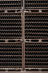 Hundreds of bottles of wine in a winery of the denomination of origin Ribera del Duero in Valladolid Spain Europe Hundreds of bottles of wine in a winery of the denomination of origin Ribera del Duero in Valladolid Spain Europe